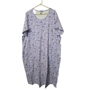 Lands End Womens 3X 24W-26W Lavender Cloud Classic Floral Short Sleeve Nightgown